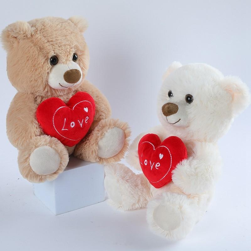 Love Teddy Bear with Heart, Soft Adorable Stuffed Plush Bear Doll Animal Toy, Perfect Gift for Her Girlfriend Mom Kids, Unisex Present