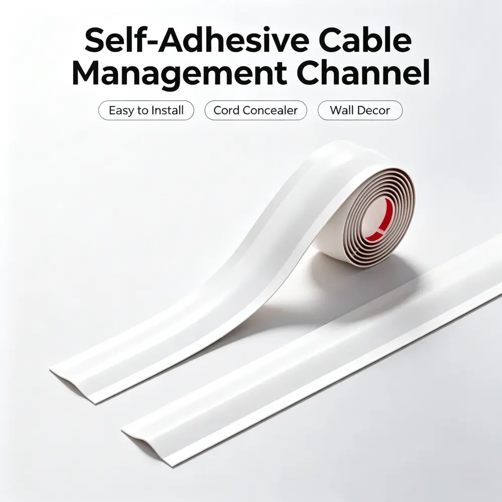 Self-Adhesive Flexible Wire Cover, No Punching Required, Bendable Cord Concealer, Wall Floor Baseboard Wire Management