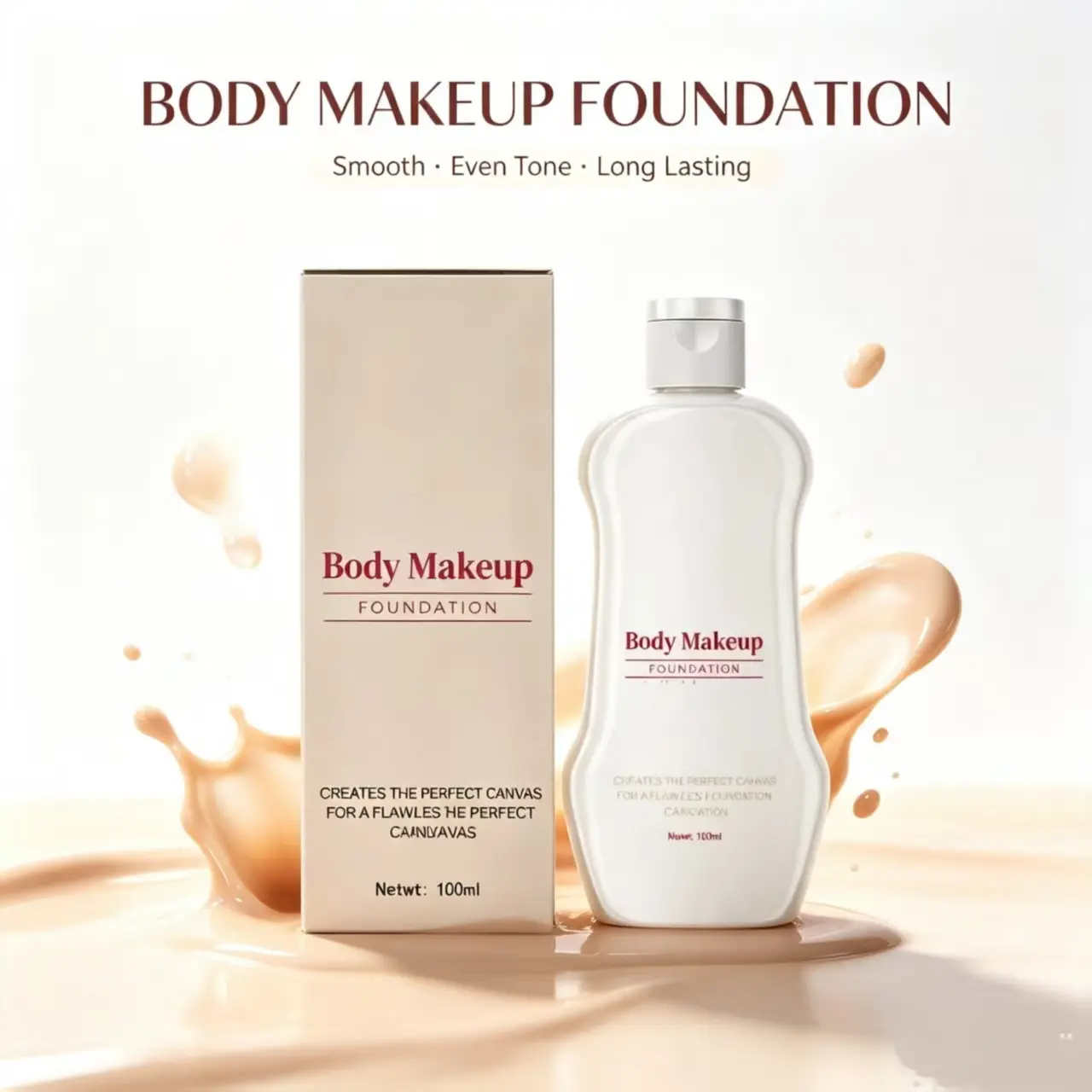 Refreshing Body Liquid Foundation, Natural Fit Concealing Formula, Moisturizing Long Lasting Body Makeup For Legs & Body