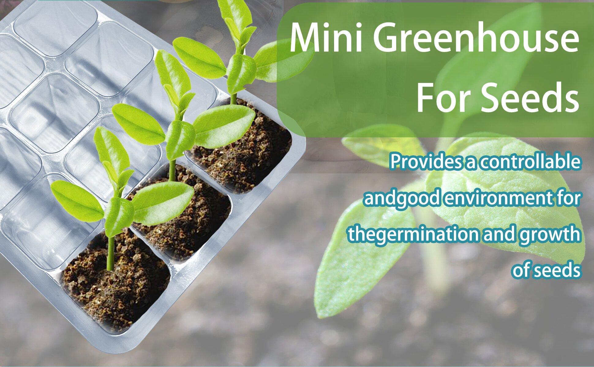 Seed Starter Kit with Integrated Heat, 24-Cell Plant Starter Tray Set, 2-Pack Propagation Trays with Humidity Dome, Mini Greenhouse Germination Kit for Seedlings, Plant Growing Set #GLOBAL PICKS