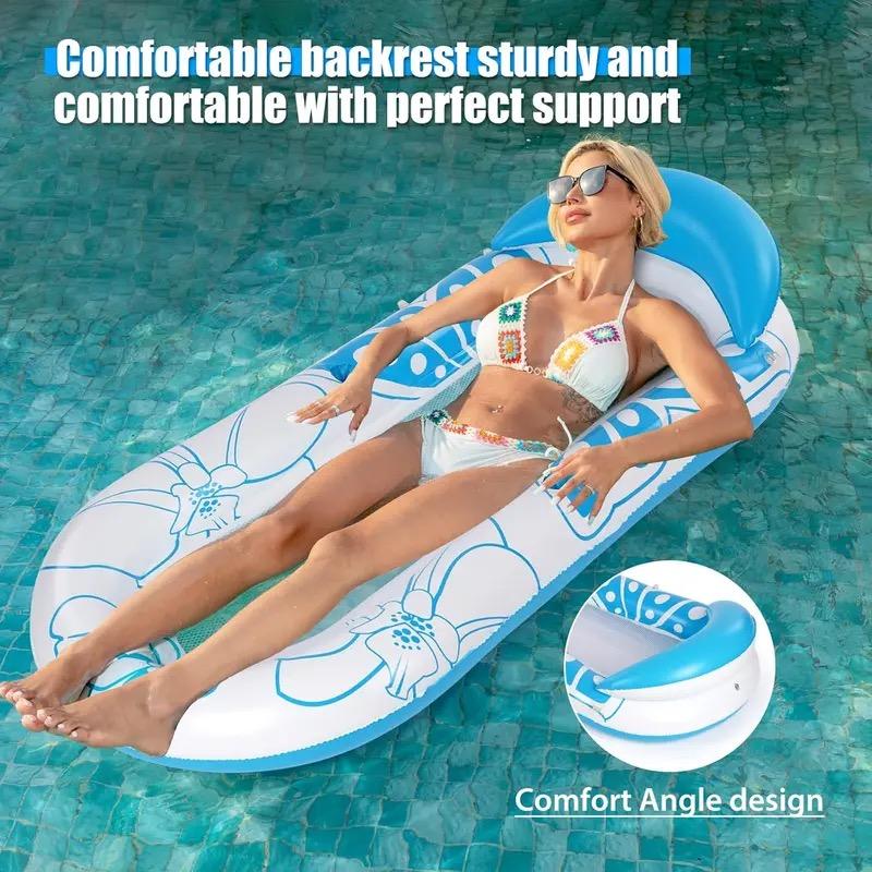 Inflatable Pool Lounge Float-Floaties Rafts for Adults Floating Lounger Sun Tanning Floats Cool Water Floaty Swimming Lake Beach Party Toys with Cup Holders