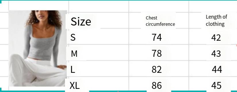 GGFL Women's 2025 Ins New Style Long Sleeve Crop Top, Solid Color Square Neck Slim Fit Base T-Shirt