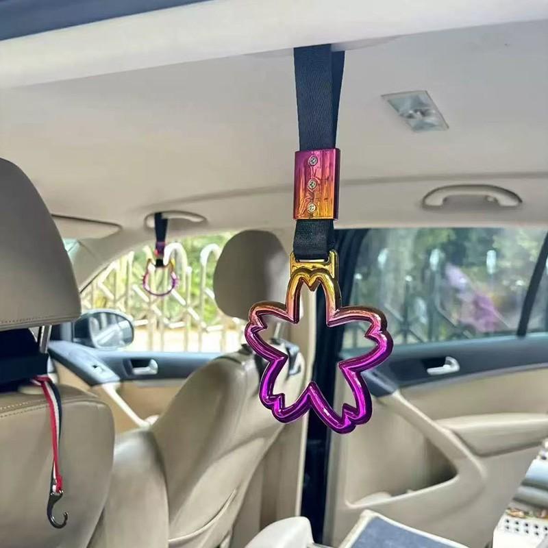 Car Gradient Demon Horn Heart Pull Ring, Interior Exterior Modification Handle Ring, Tail Hanging Decoration, Car Personalized Decor & Auxiliary Handle