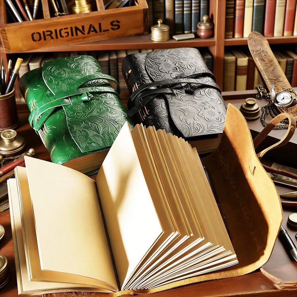 Leather Notebook Handmade Vintage Style, Replaceable Drawing Paper Core, Unisex Retro Lock Closure, Ideal for Artists Writing & Travel