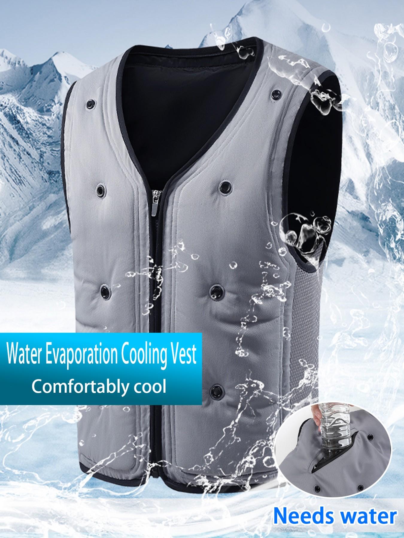 Men's Outdoor Casual Work Plain Color Vest Gilet, Physical Steam Cooling Inner Layer, Fitted Style, One Piece, No Ca Prop 65 Warning