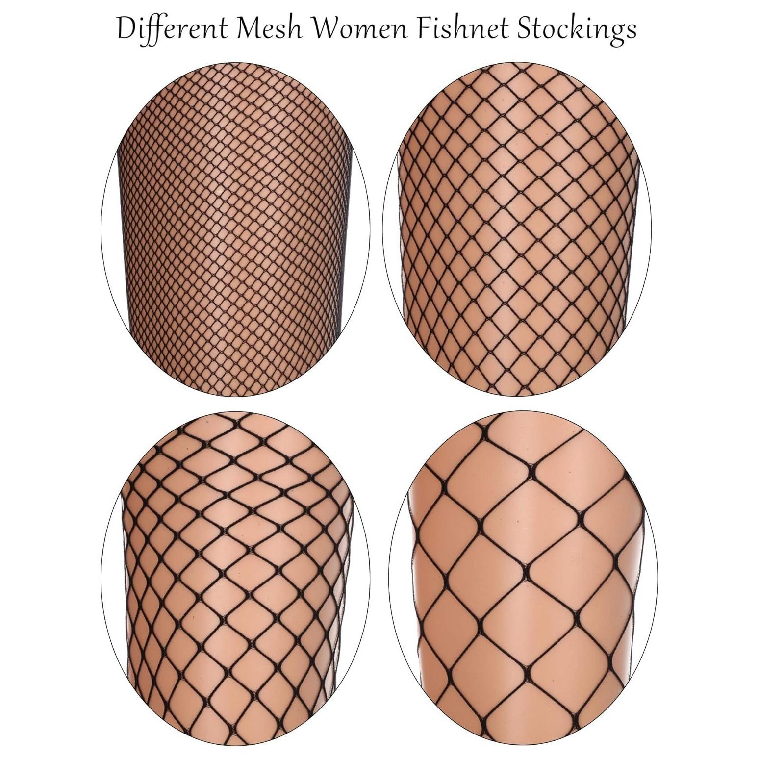 4 Pairs Women Fishnet Tights, Fishnets Net Stockings Pantyhose for Daily Wear, Cosplay, Holiday, Date, Perfect for Layering Fashion