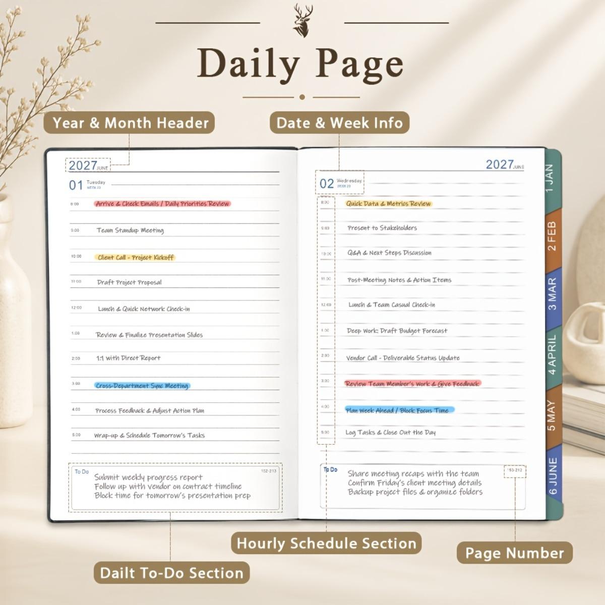 2027 Daily Planner Binder 400 Pages Includes Habit Tracker Monthly Daily Schedule Notebook Time Management Self Discipline Productivity Journal for Office School Goal Setting Agenda Supplies