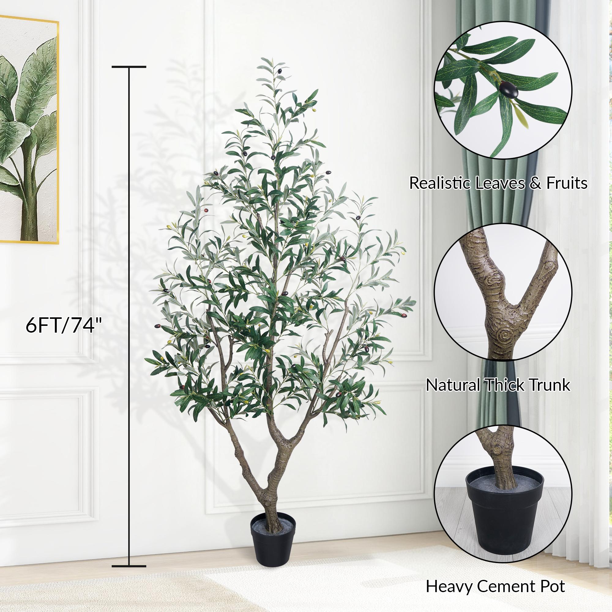 5/6/7FT Artificial Olive Tree Realistic Appearance Lush Branches and Leaves Fake Potted Plants Suitable for Home Office Decoration