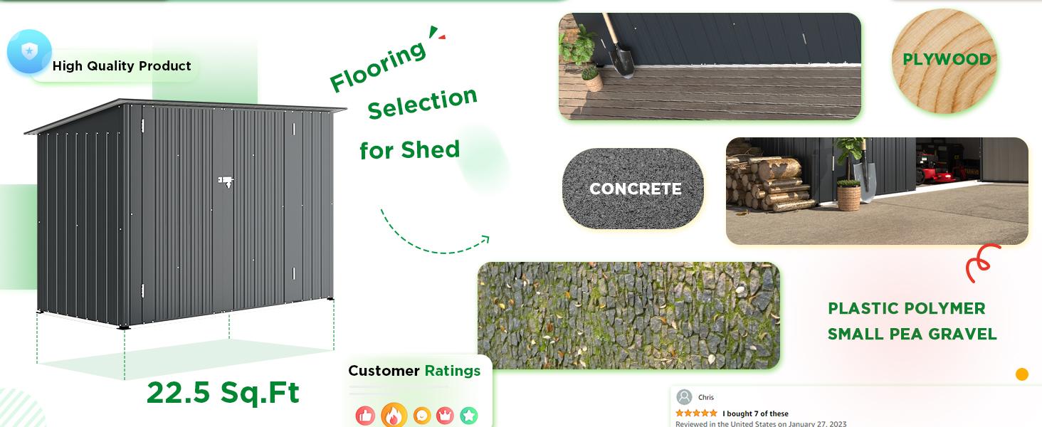 AECOJOY Outdoor Metal Storage Shed, 7x3  Lean to Sheds & Outdoor Metal Storage Shed Wind Resistance Weatherproof Resilient Sturdy Installation