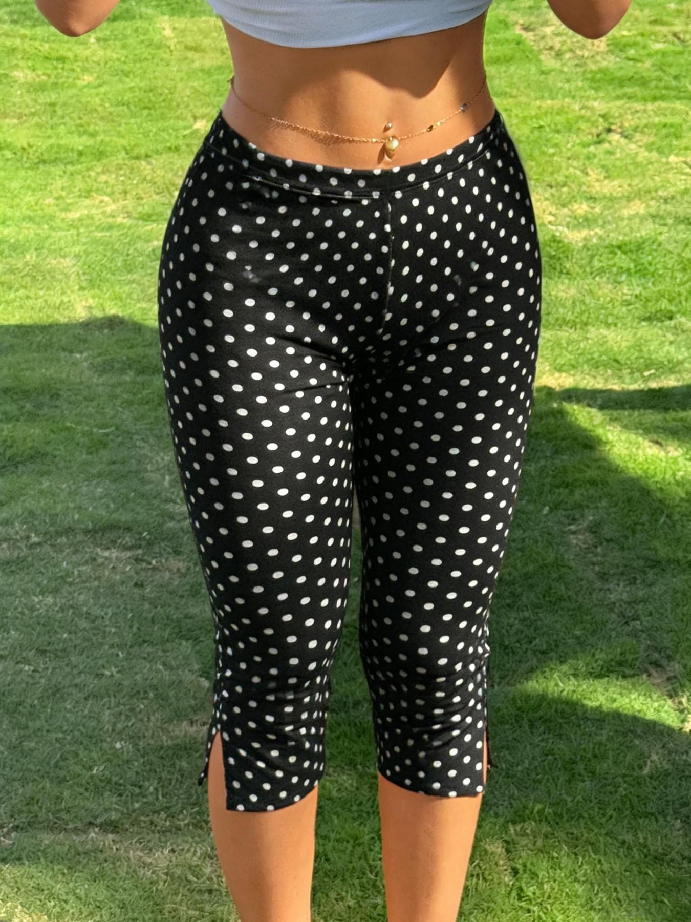 Women's Y2K Streetwear Black Capri Slim-Fit Pants, Active Pants With Side Slit Detail, Suitable For Gym And Casual Daily Wear