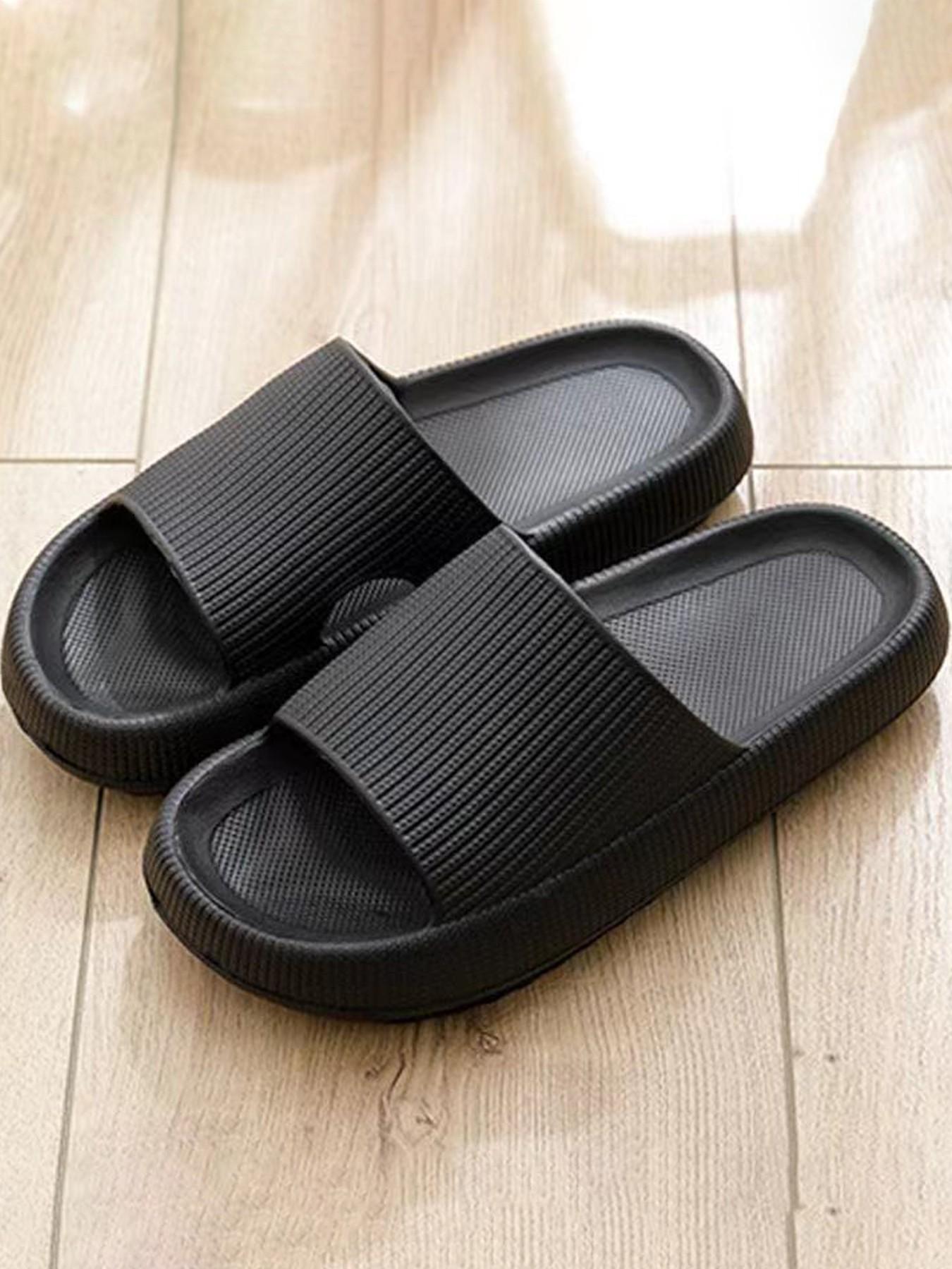 Unisex Striped Slippers, Summer New Minimalist Classic Home Slippers, Casual Daily Wear, Thick Sole Breathable Soft Comfort