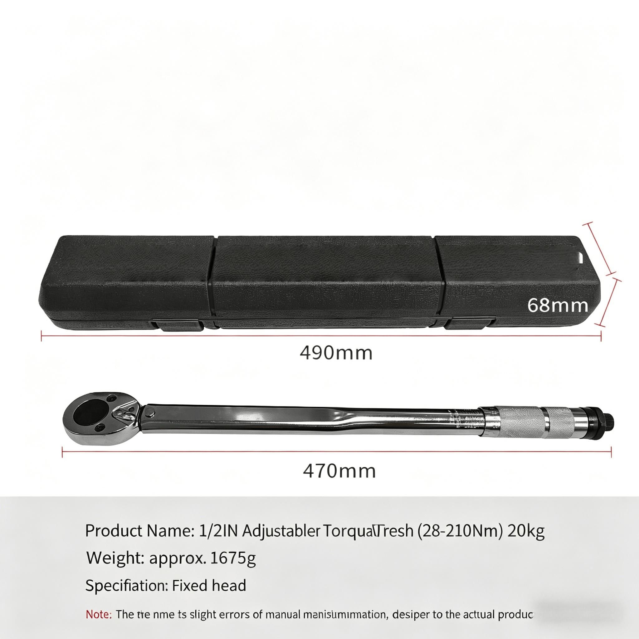 Torque Wrench 3/8" Drive Click Square Ratchet, 19-110nm Adjustable Hand Spanner, High Torque Range, Quick Adjustment, Metal Material