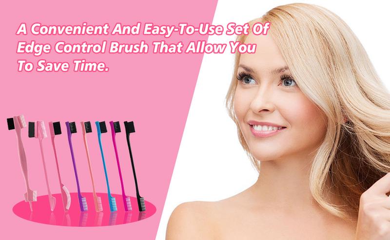 Edge & Back Brushing Comb Set - 8 Counts Hair Styling Comb Set for Women with Rat Tail Brush for Edge Control and Slicking Hair Haircare Smooth