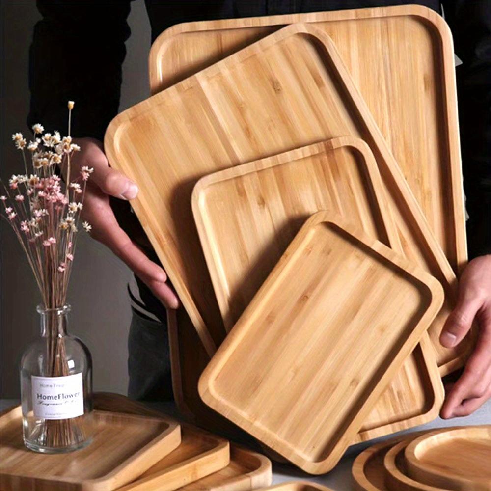 Bamboo Serving Tray, Ideal for Dinner, Tea, Bar, Breakfast, Party, Bed Trays, Versatile Food Tray, Casual Style, No Ca Prop 65