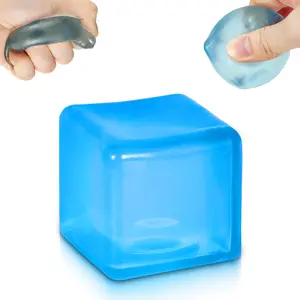 5cm(1.98") Medium Pocket-Sized Slow Rebound Ice Cube Stress Ball, Blue Squishies Fidget Toy, Fidget Items for Adult Anxiety & Stress Relief, Home Supplies