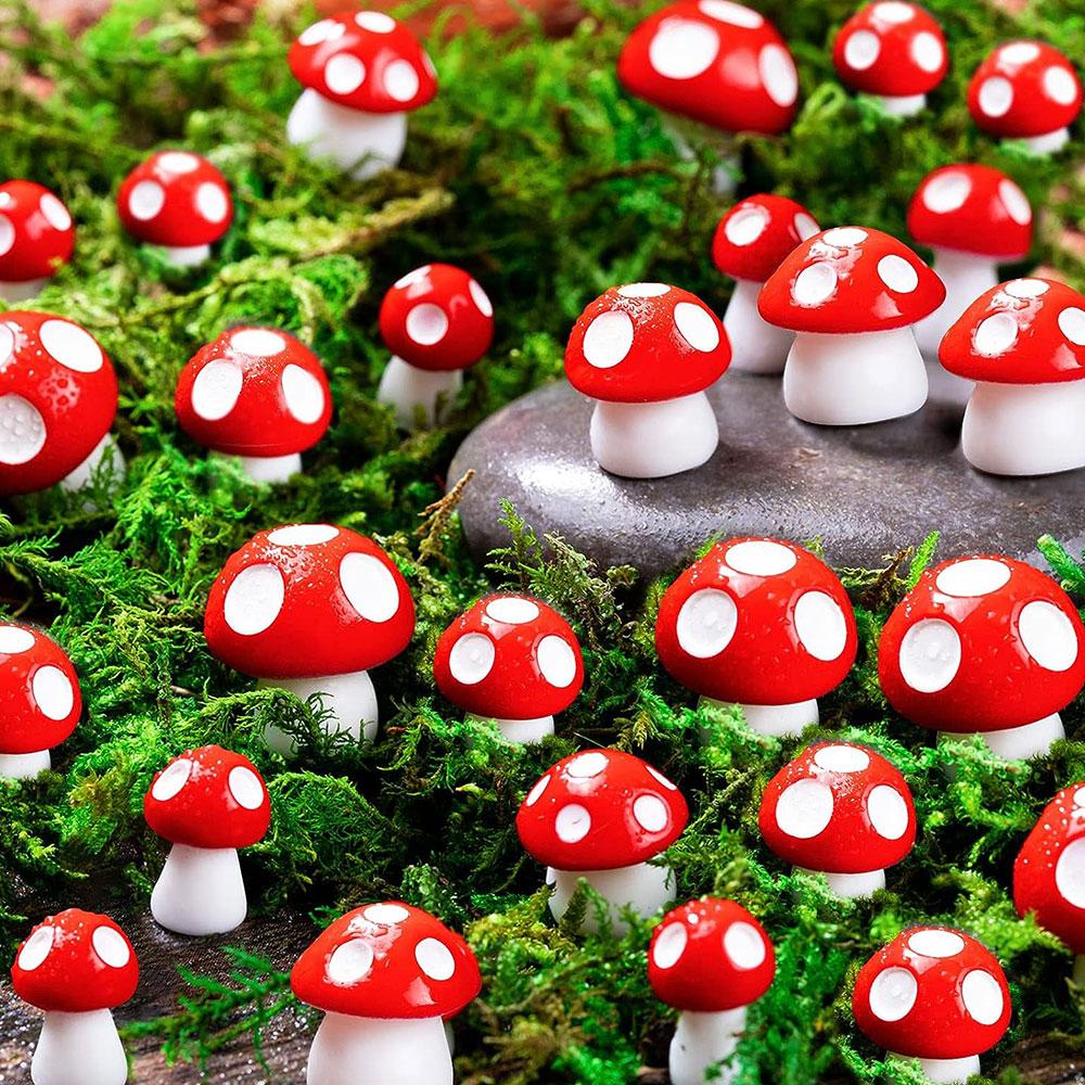 Cute Mushroom Design Miniature Figurines (30pcs/set), Miniature Mushroom Model, Garden Miniature Statue, Landscape DIY Bonsai Craft for Home Decoration Supplies