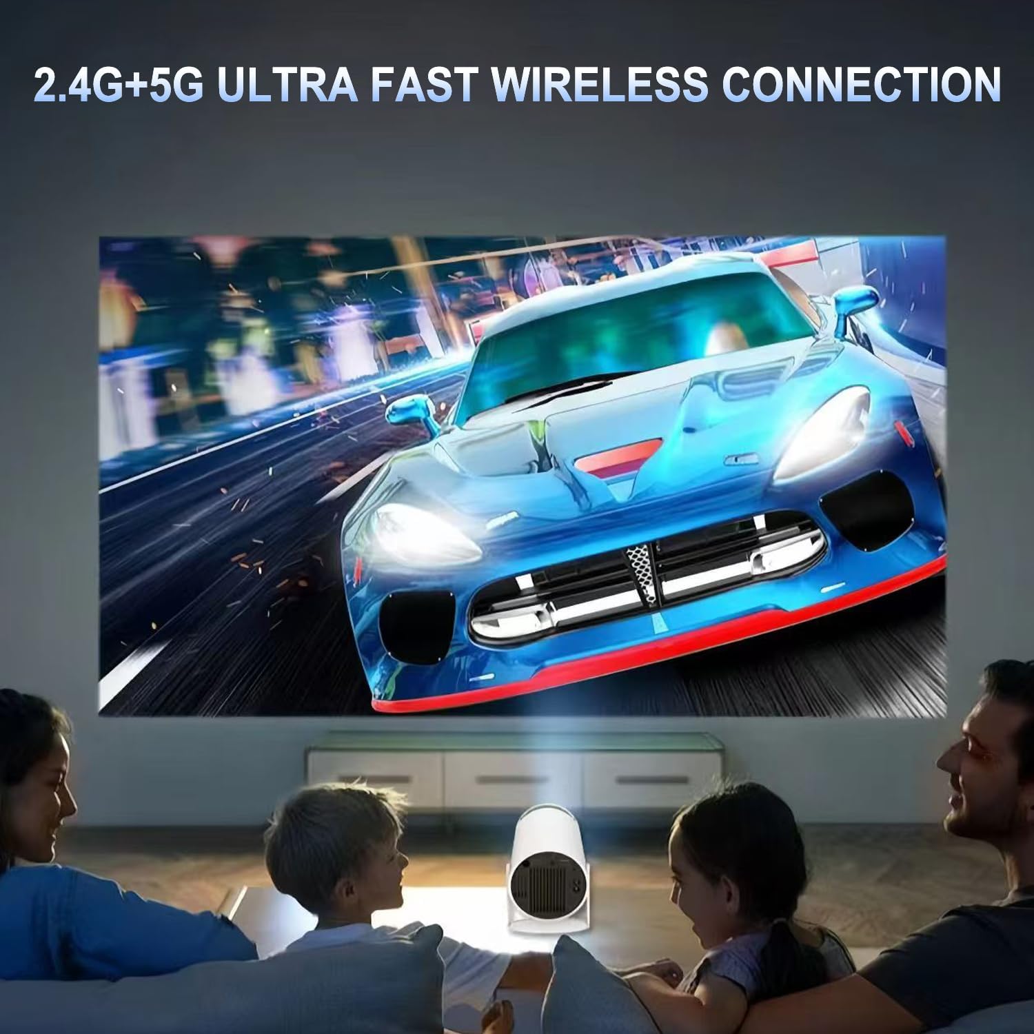 Mini Portable HD Projector 4K WiFi 6 BT 5.2 Upgraded Portable Projector Full HD Supports Phone/P/TV/HDMI/PS5/Laptop Auto Keystone Home Cinema 180° Rotation