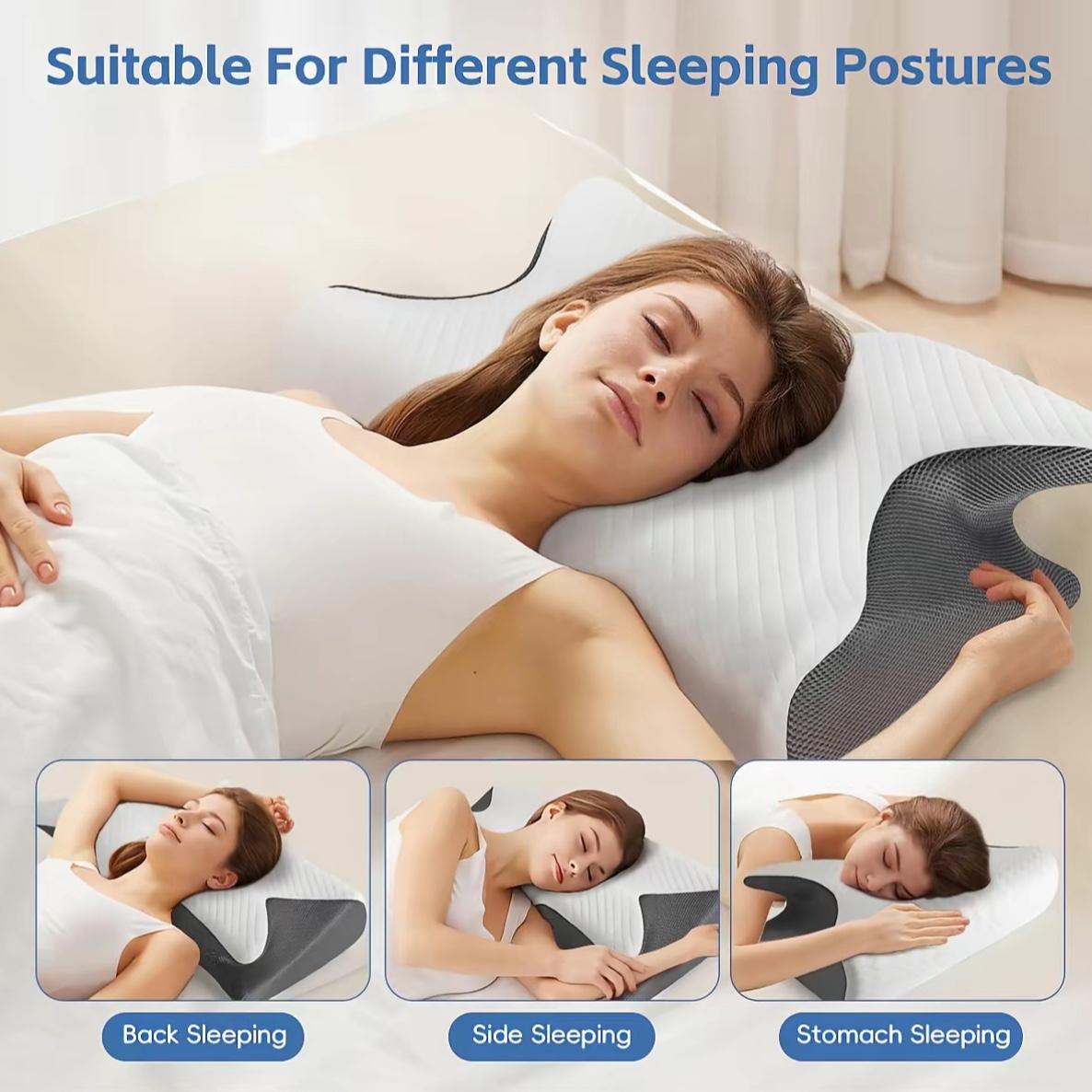 Memory Foam Soft Neck Pillow, 1 CountComfortable Neck Support Pillow and Neck RestCushion for Sleeping, Supportive Memory Foam