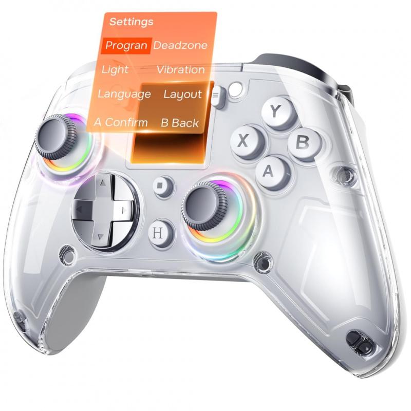 Wireless Gaming Controller with Interactive Screen, 1000Hz Polling Rate, Hall Joysticks & Triggers, 4 Programmable Buttons, Compatible with PC, Switch1, PS4, iOS, Android, New Year's gift, Valentine's Day gift