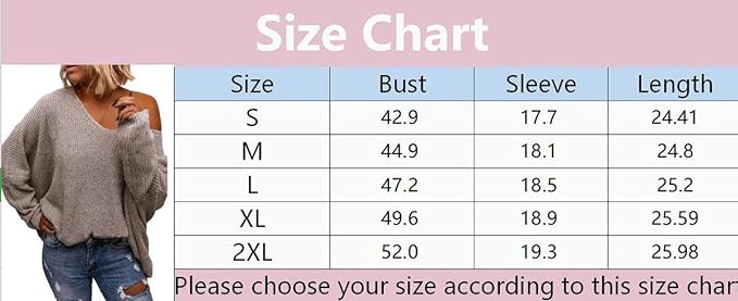 Women's Oversized Pullover Sweater V Neck Long Sleeve Knit Loose Jumper Tops