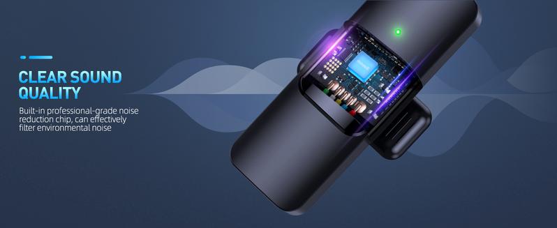 2pcs Professional Wireless Lavalier Lapel Microphone for Smartphone  iPhone, iPad - Cordless Omnidirectional Condenser，Plug-Play Recording Audio Mic for Interview Video Podcast Vlog