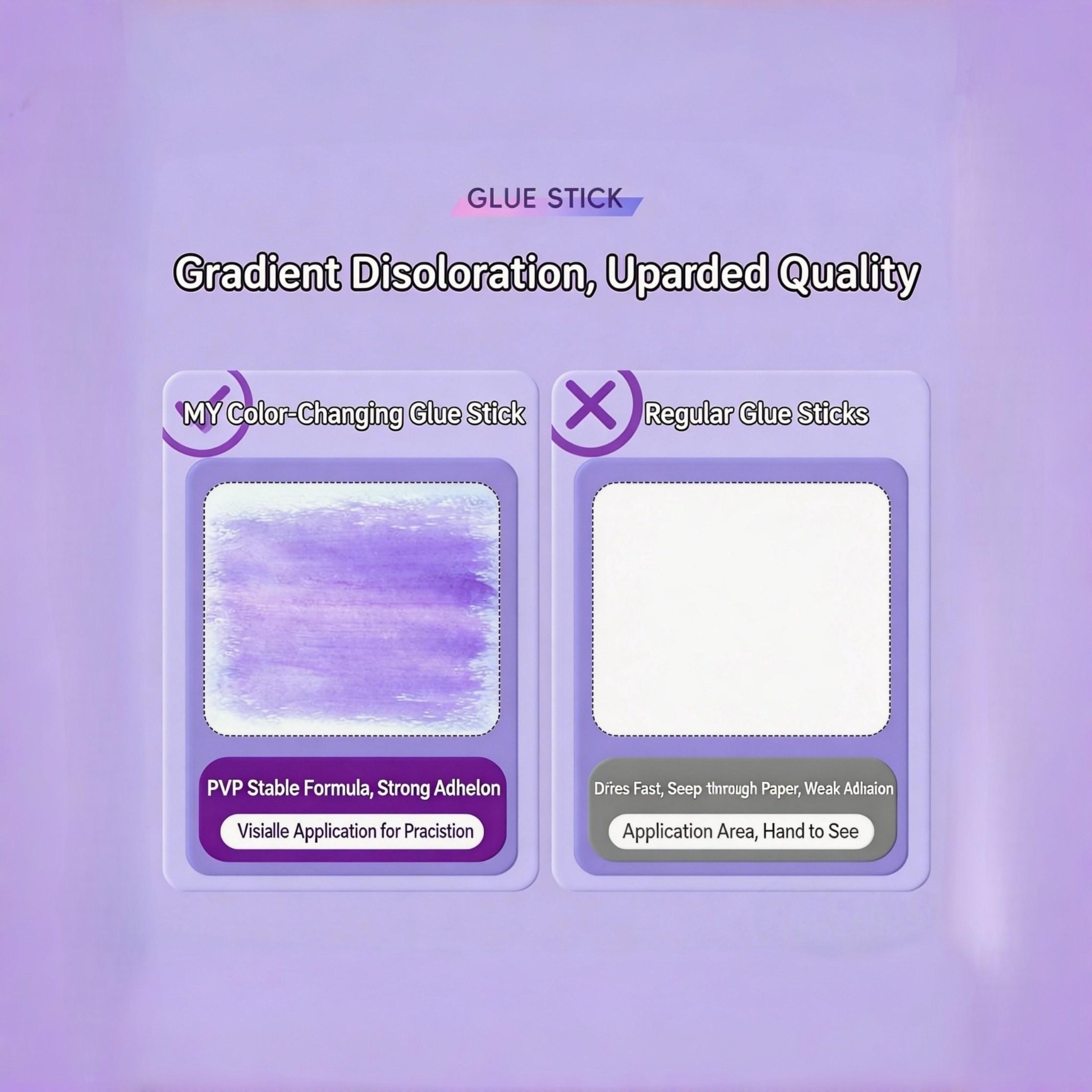 Color-Changing Pvp Glue Stick, High Adhesive Craft Glue, Ideal for Stationery, Back-To-School, Handmade Sticking, DIY Projects