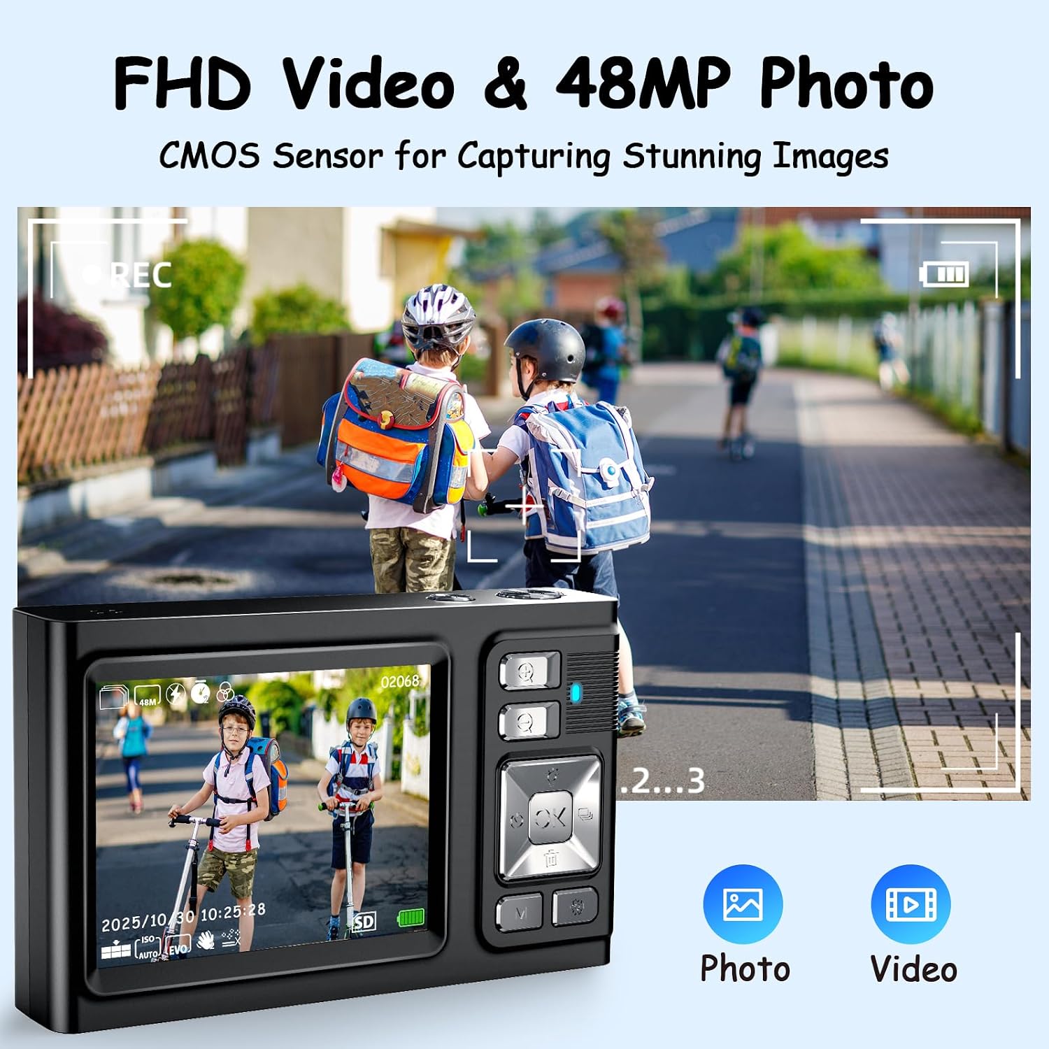 4K Digital Camera for Photography with Autofocus, 48MP Vlogging Camera for YouTube, 16X Zoom Retro CCD Style Compact Point and Shoot Camera for Teens, Travel Camara with 32GB Card - Black