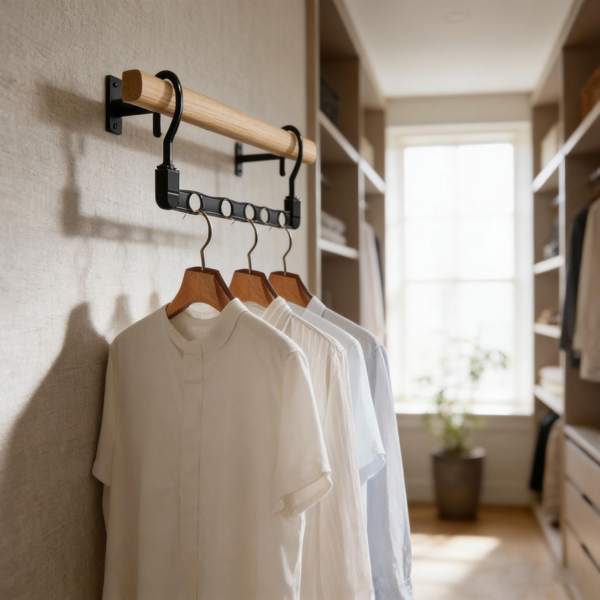 2pcs Creative Windproof Magic Clothes Hanger, Multifunctional PP Plastic Rotating Foldable Hanger, 5-Hole Storage Hook, Small Non-Slip Home Travel Hanger