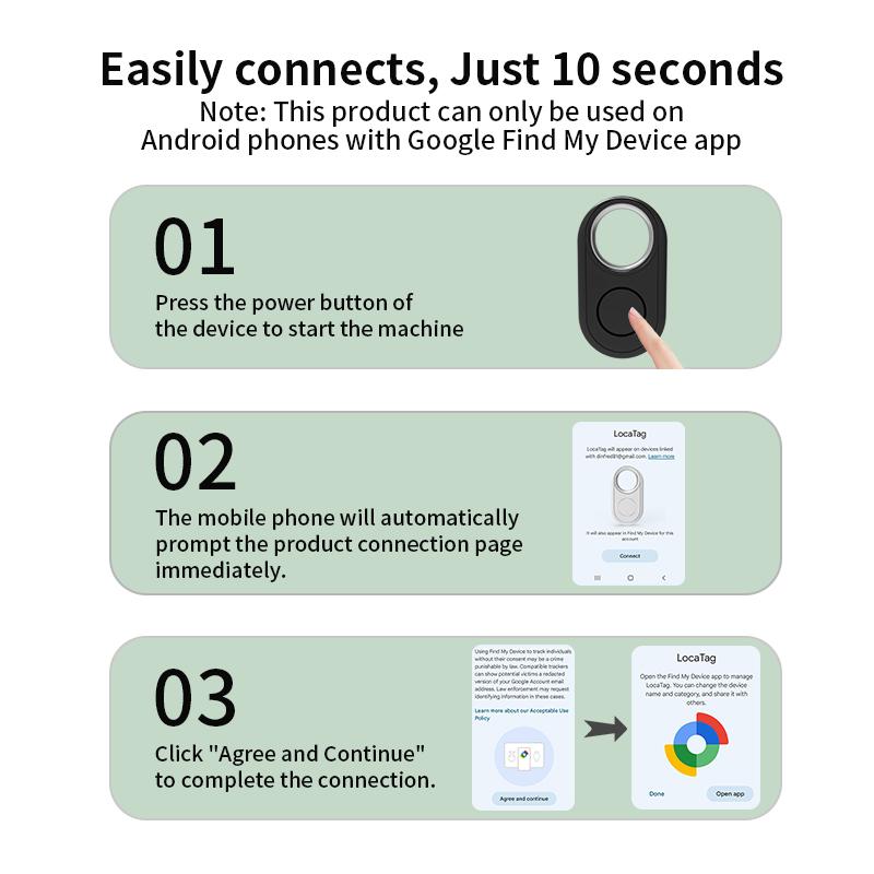 Google GPS Tracker for Android Smartphones, Precise Location Finder, Bluetooth-compatible Tracking Device for Keys Wallet Luggage Pets, Not for Apple Devices