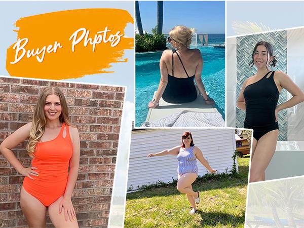 Holipick One Shoulder One Piece Swimsuit for Women Comfortable Tummy Control Bathing Suits Modest Full Coverage Keyhole Swimwear Beach Swimming Clothing