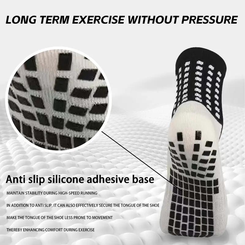 Men's Soccer Socks Anti Slip Non Slip Grip Pads for Football Basketball Sports Grip Socks, 4 Pair