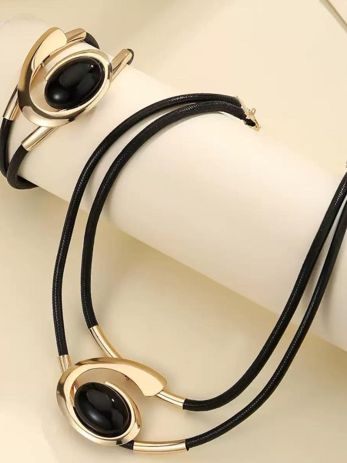 Boho Style Acrylic Gemstone Jewelry Set, Women's Necklace Bracelet Combination, Spiral Snail Design, Fashion Accessory