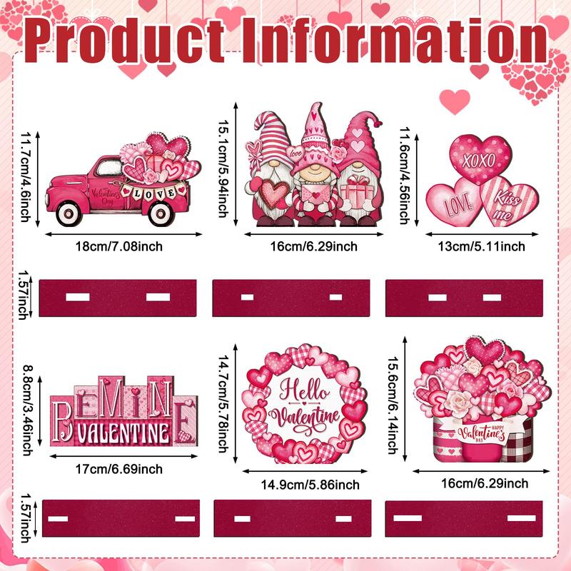 St. Patrick's Day & Valentine's Day Reversible Gnome Wood Signs, Double Sided Irish Theme Wooden Standing Blocks & Love Car Rose Truck Heart Decor, Table Centerpiece for Tiered Tray Farmhouse Kitchen, Ideal for Irish Families, Gnome Lovers & Couples Gift