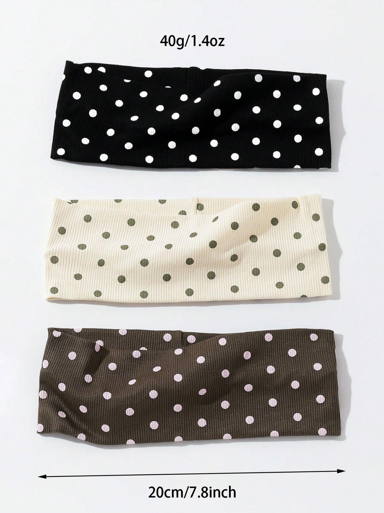 Women Bandana 3pcs/Set Women's Polka Dot Printed Soft Non-Slip Headbands, Elastic Yoga Sports Hair Accessories, Versatile For Daily Wear And Various Occasions Hair Bands, Hairband  For Vacation Outfits Woman Elegant Scarf