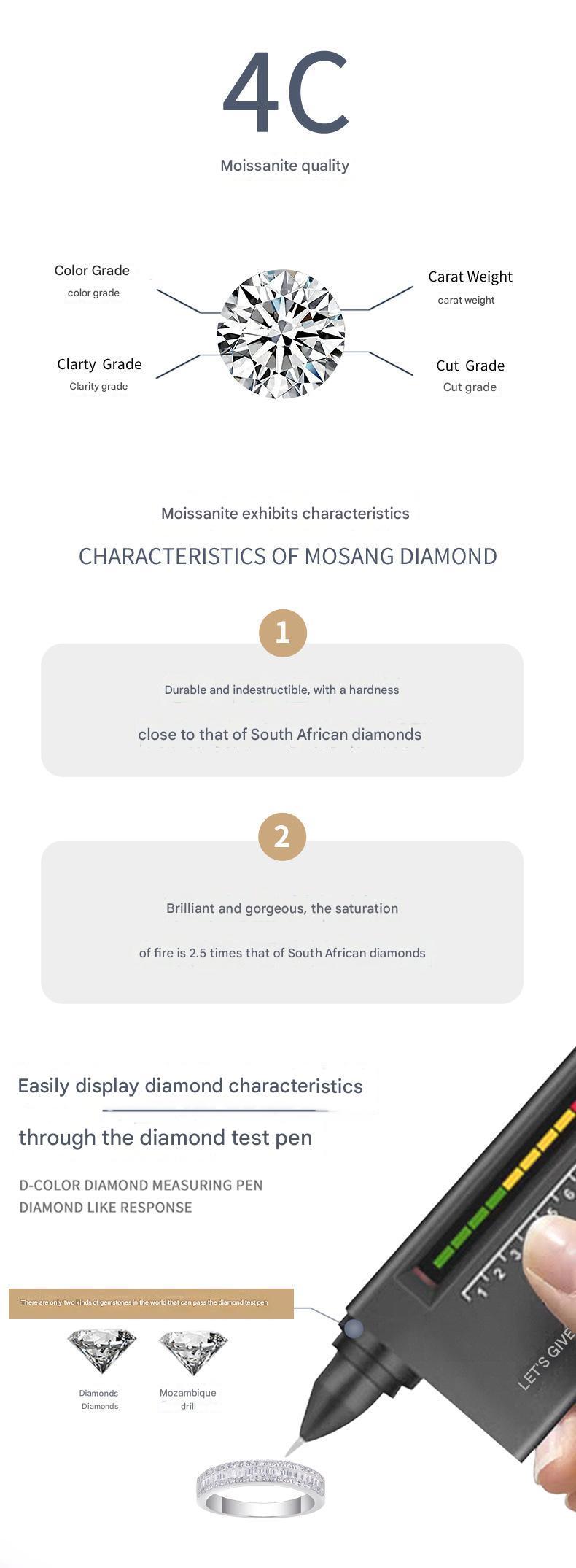 [#36 MKZ]Moissanite S925 Sterling Silver 3CT Marquise Cut Classic Versatile Women's Engagement Proposal Ring Anniversary Gift