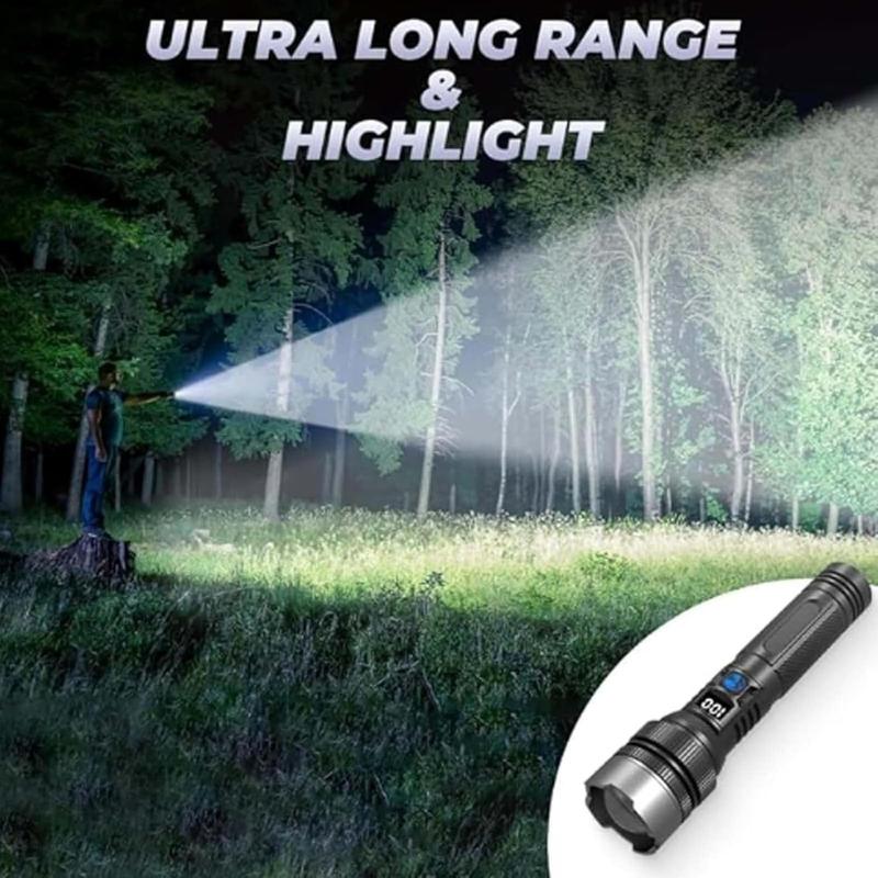2-piece rechargeable zoom ultra bright flashlight, suitable for emergency power outages, outdoor camping, hurricanes Rechargeable LED battery powered, with 5 lighting modes