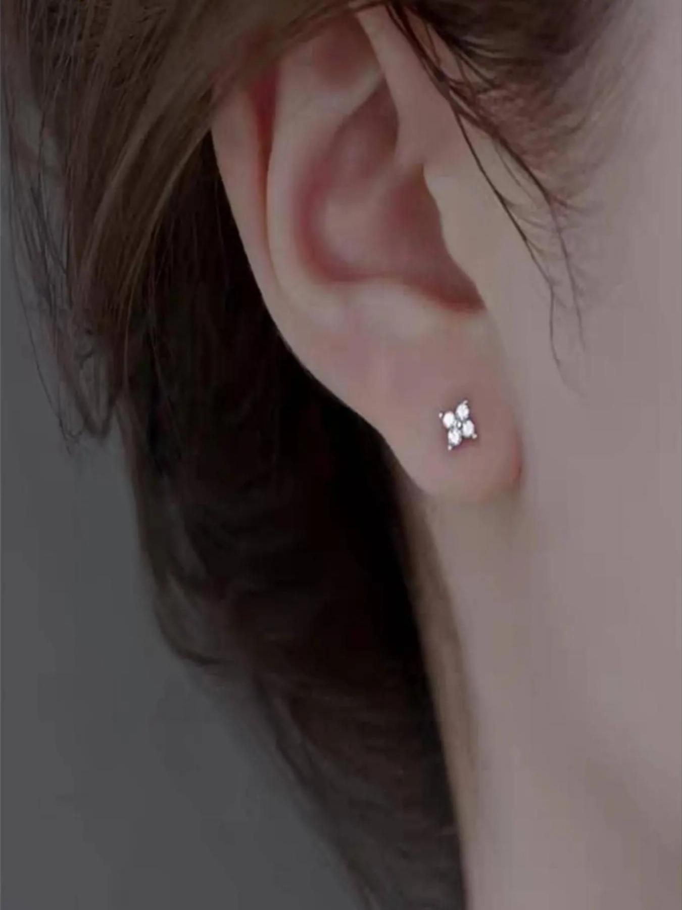 3mm-5mm Rhinestone Floral Earrings, Multi-Piercing Studs, Fashion Jewelry for Women and Girls, Perfect Birthday Gift