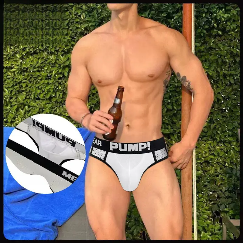 Men's Low-Rise Plus-Size Triangle Briefs - Cotton Nylon, Contrast Binding, Breathable Sport Underwear, Lifting & Shaping Design for Fitness, Machine Washable, Cheeky Cut
