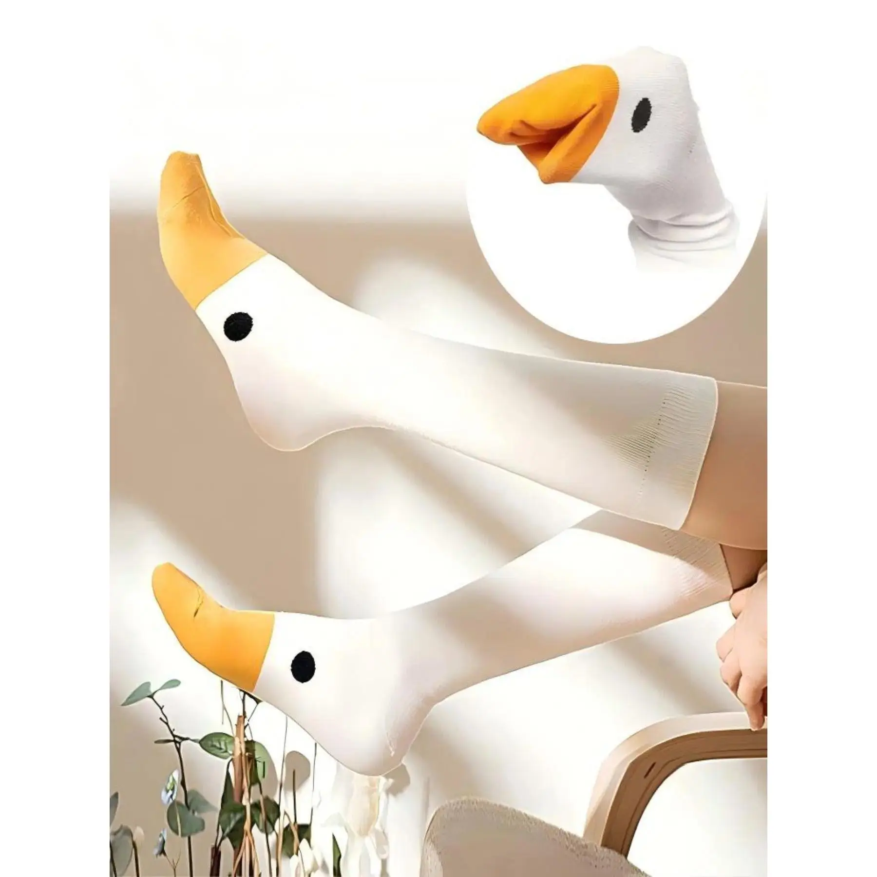 1/3/6 Pairs Cute Cartoon Duck Crew Socks, Funny Duck Design, Animal Socks, Breathable Knit Socks, Print Crew Socks, Breathable Fun Daily Wear, Soft Comfortable Socks, Unisex All-Season Socks
