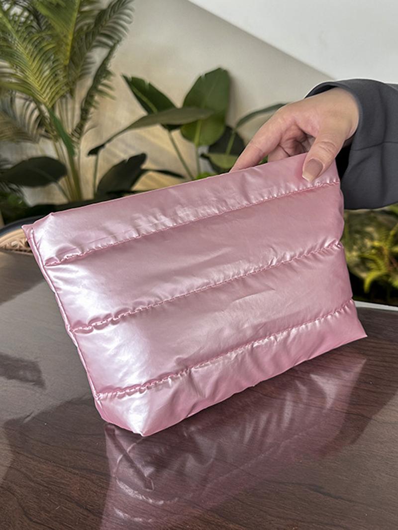 Retro leopard print design fashion cotton-padded makeup bag, Vintage vanity bag, small-scale pleated design casual simple versatile handbag, lightweight small change purse, and fashionable, suitable for daily commuting, shopping and travel, etc.