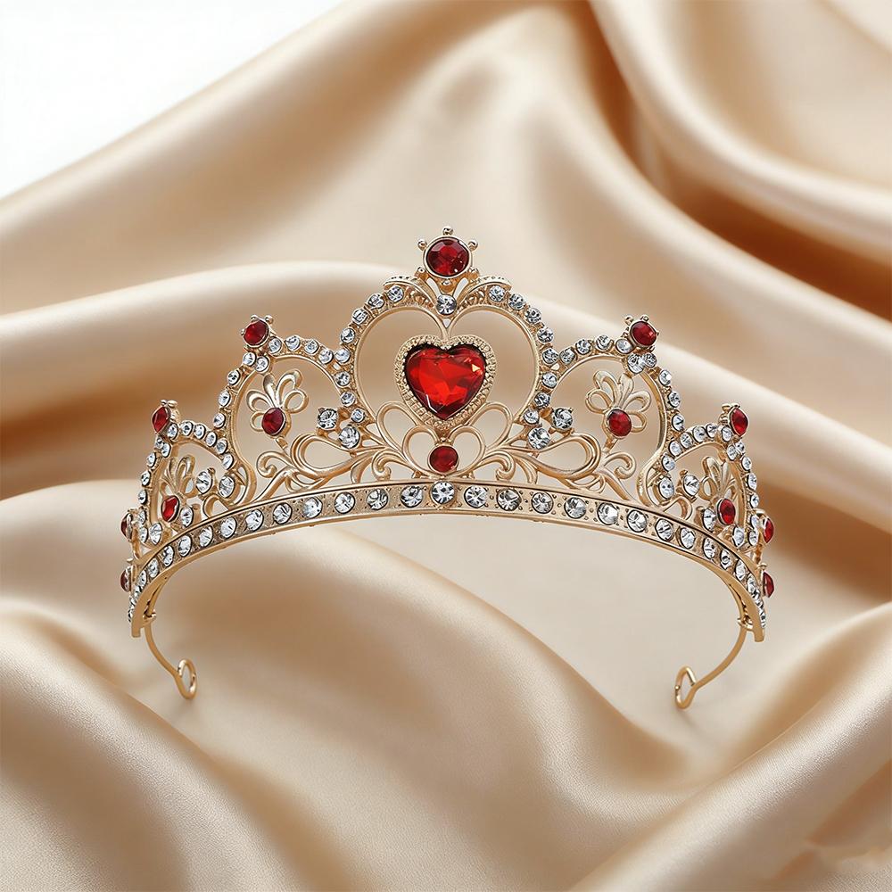 Vintage Gold Baroque Tiara with Heart-Shaped Clear Rhinestones Elegant Princess Crown Bridal Weddings Proms Pageants Cosplay Vintage Gold Baroque Tiara with Heart-Shaped Clear Rhinestones Elegant Princess Crown Bridal Weddings Proms Pageants Cosplay
