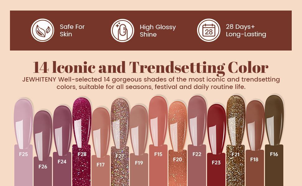 Jewhiteny DIY Nail Salon Kit with UV Light Complete Poly Gel Extension Set for Beginners 14 Colors Long Lasting Manicure Tools Perfect Gift for Women