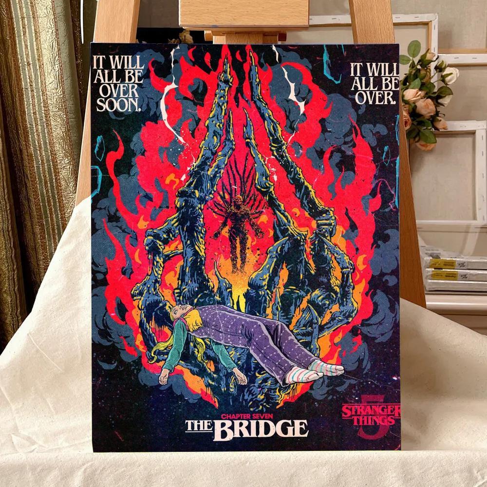 TV Series S-Stranger T-Things Painting Calligraphy Waterproof Scratch-Resistant Canvas Wall Art – Premium Oil Painting Style HD Print | Modern Aesthetic Home Decor for Living Room, Bedroom, Kitchen & Café | Perfect Holiday, Housewarming & Party Gift