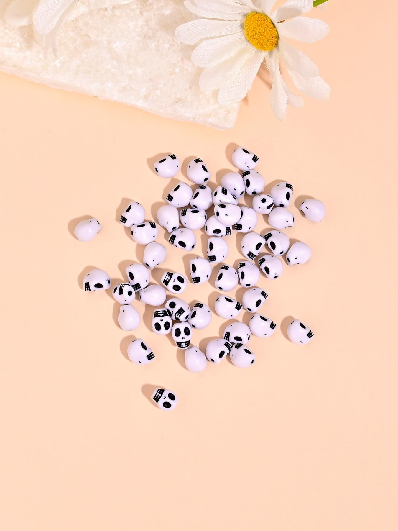 50 Punk Skull Beads for DIY Jewelry Making, Perfect for Earrings, Necklaces, Bracelets, Phone Chains, Halloween Accessories
