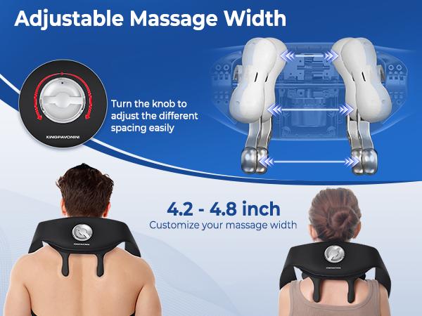 KingPavonini Neck New upgraded neck and shoulder massager,  the sixth generation 6D Shiatsu  massage the trapezius muscle, deep tissue, relieve neck and shoulder pain Comfort with Adjustable Width and Voice Prompt, Wireless Back Massager with Heat