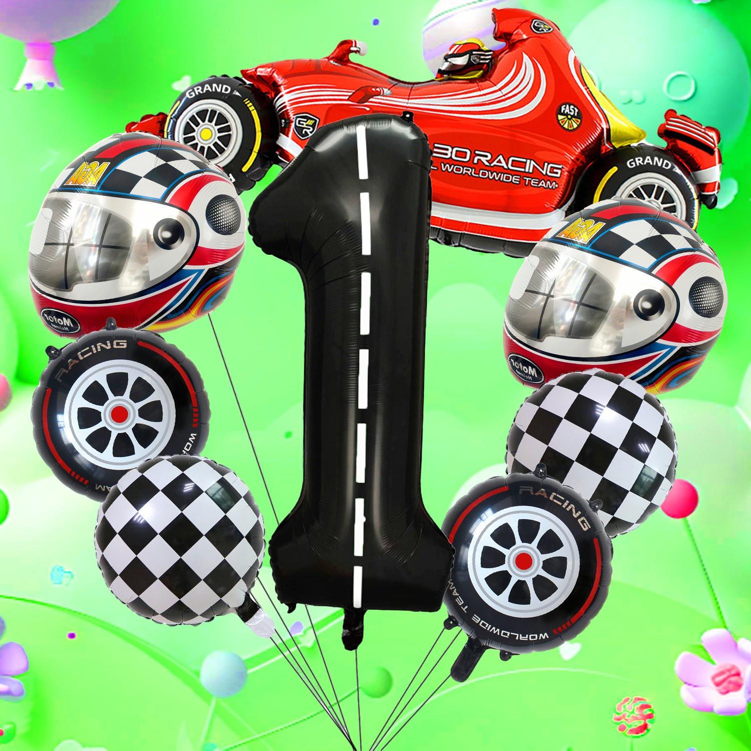 Race Car Theme Foil Balloons, Multi Shape Mixed Color Set, Sports Events, Championship Celebrations, Festival & Party Decor