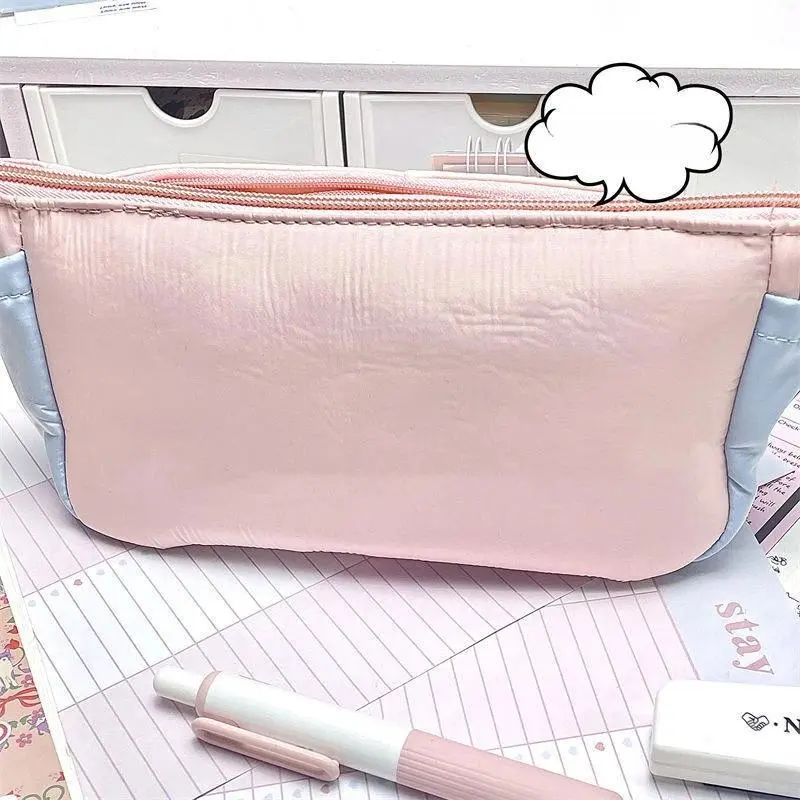 Sweet Korean Pink Color Pencil Case for Girl Creative Design Simplicity Stationery Bag Large Capacity Pen Bag Student Supplies