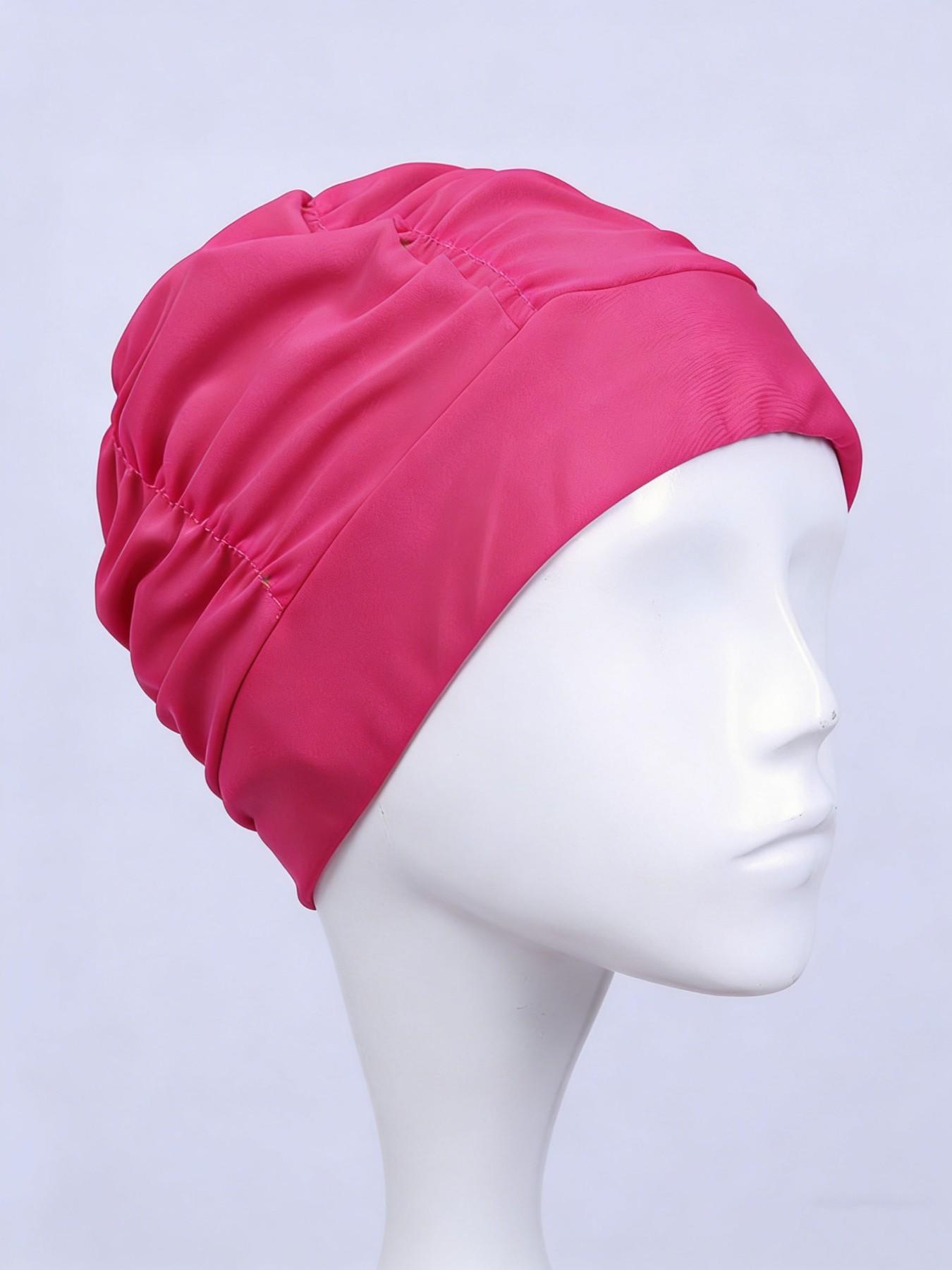Comfortable Non-Pressing Large Size Long Hair Wrinkle Swim Cap, Solid Color Fabric Swim Cap for Women, Nylon Material Swim Hat