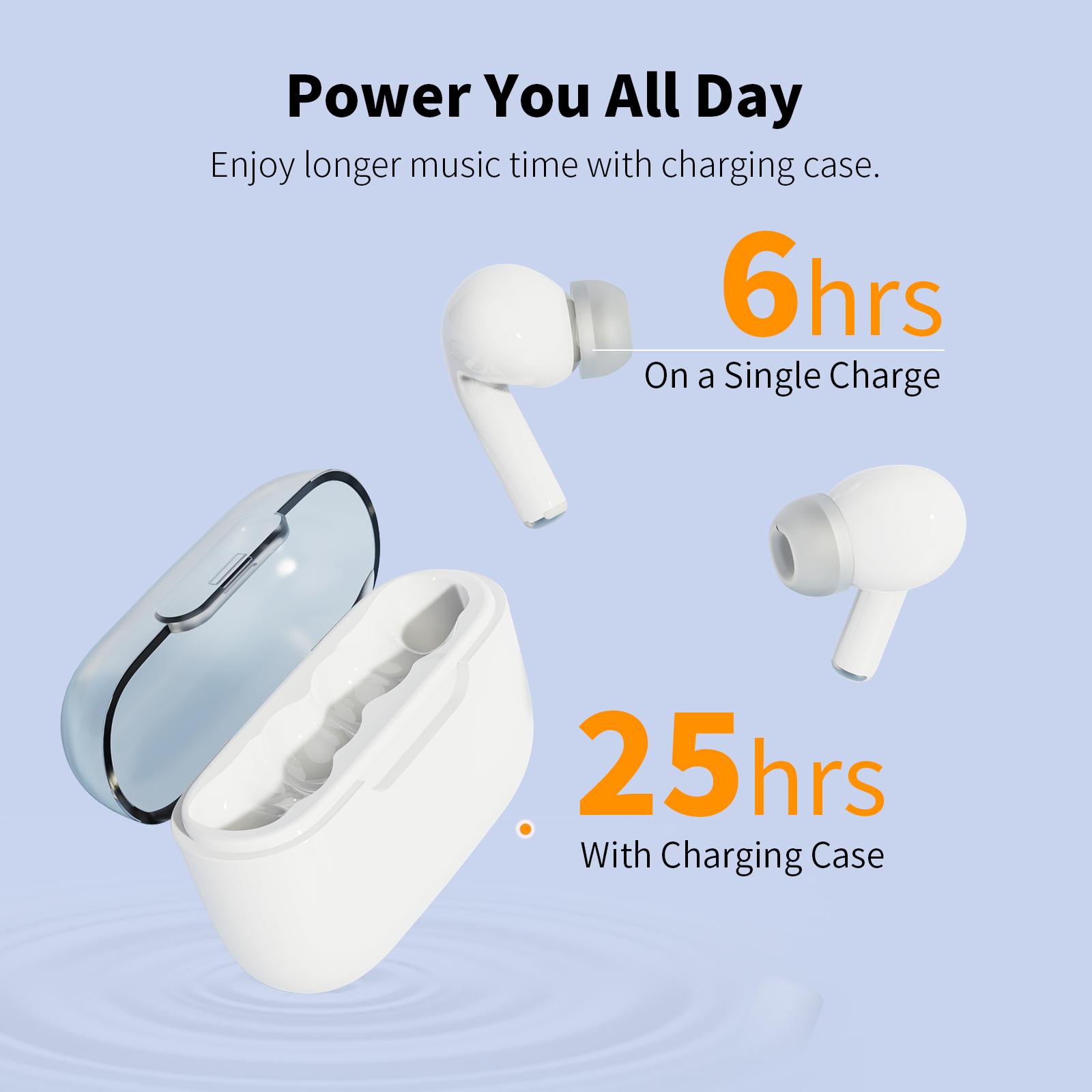 In Ear Headphones, Wireless Headphones 25H Playtime with Deep Bass Stereo Sound Low Latency Game Mode and Environmental Call Noise Cancellation Sports Earbuds Bluetooth 5.3 Earphones c30i