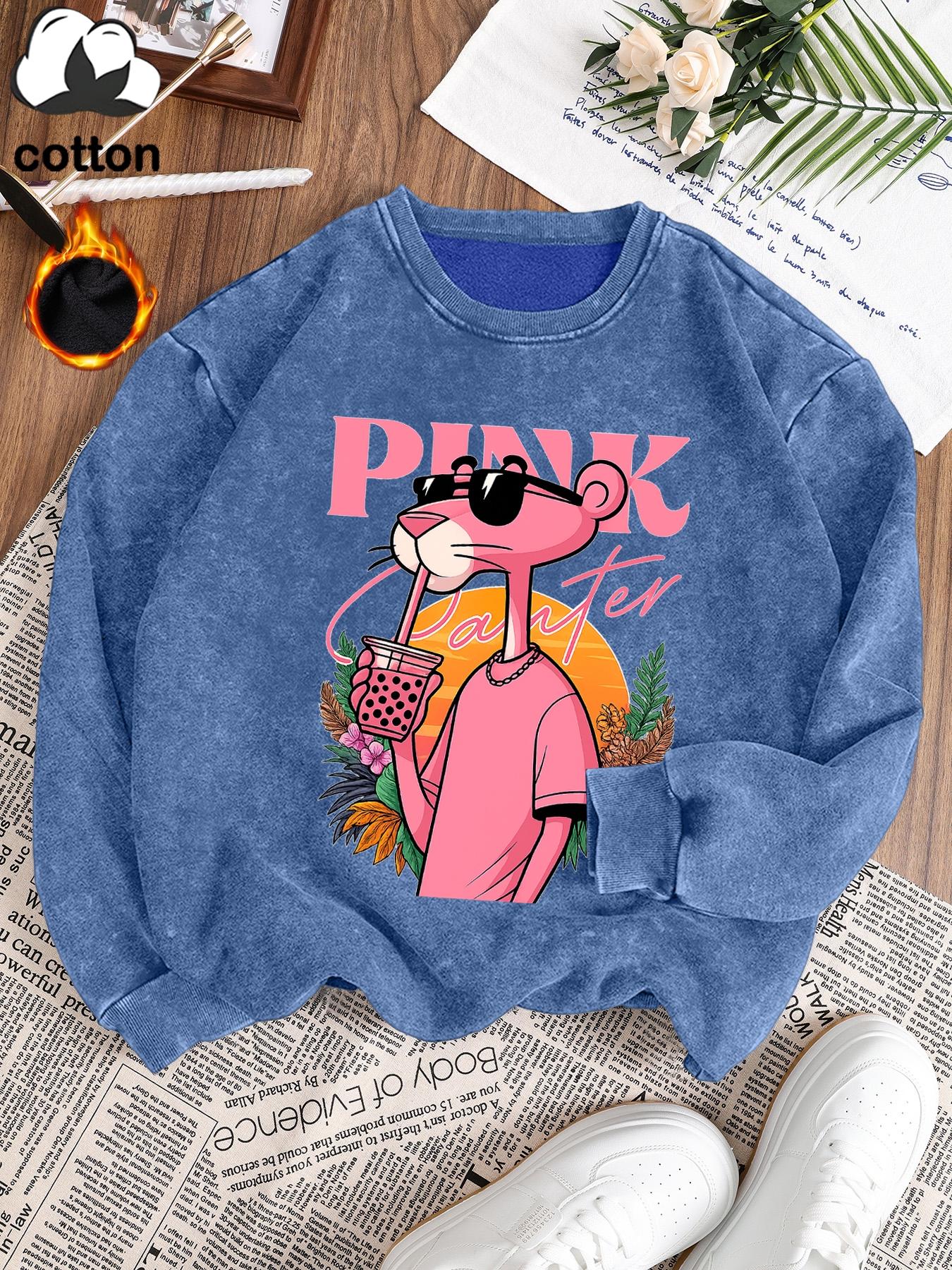 Women's Casual Vintage Wash Cotton Fitted Pullover Sweatshirt, Round Neck Long Sleeve Fleece Lined Hoodie for Fall Winter Fashion